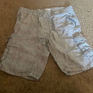 Blue and white striped shorts